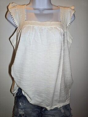 Style & Co Embroider Flutter Tank Top White